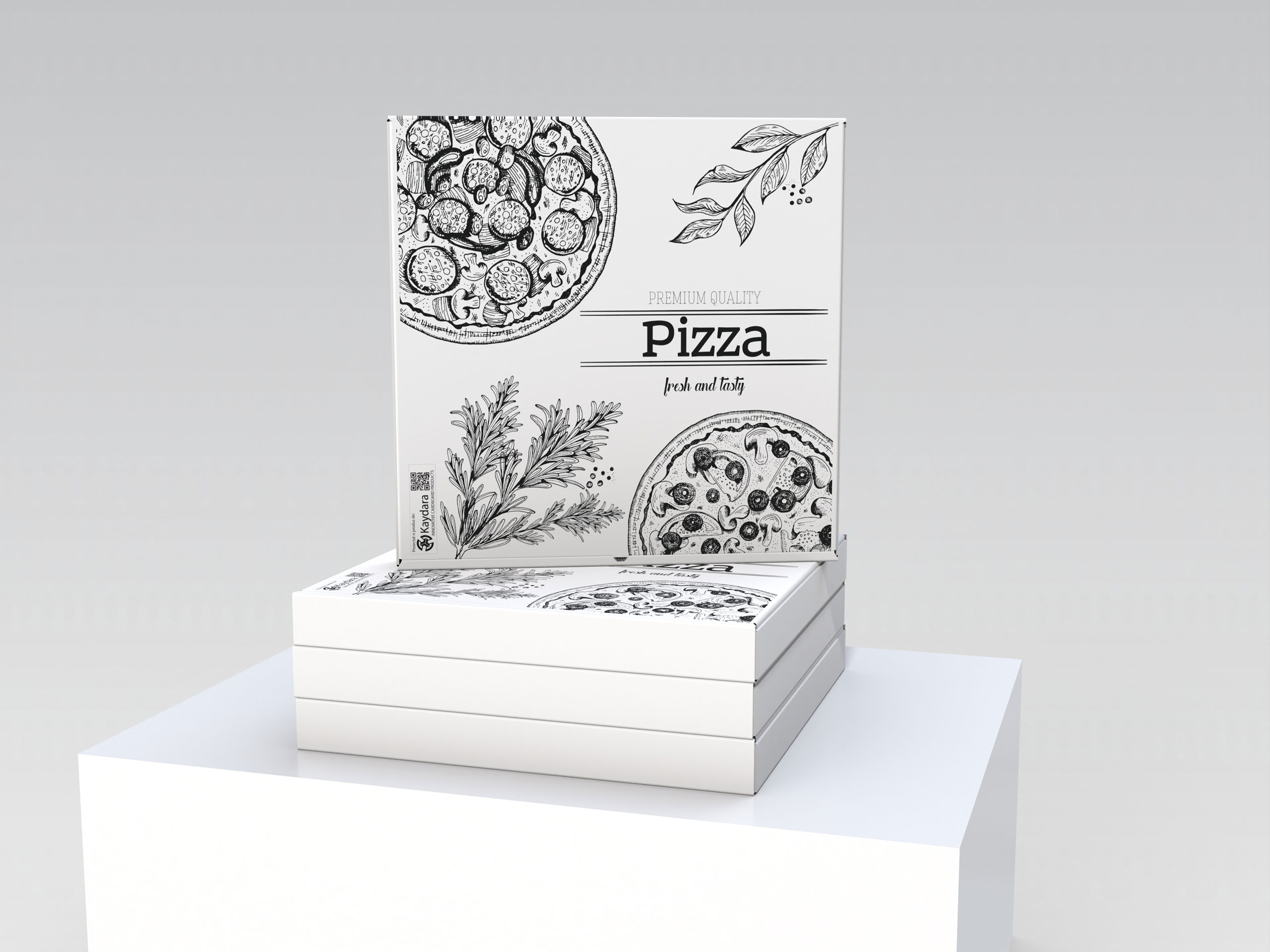 Kaydara cutie pizza alb imprimata